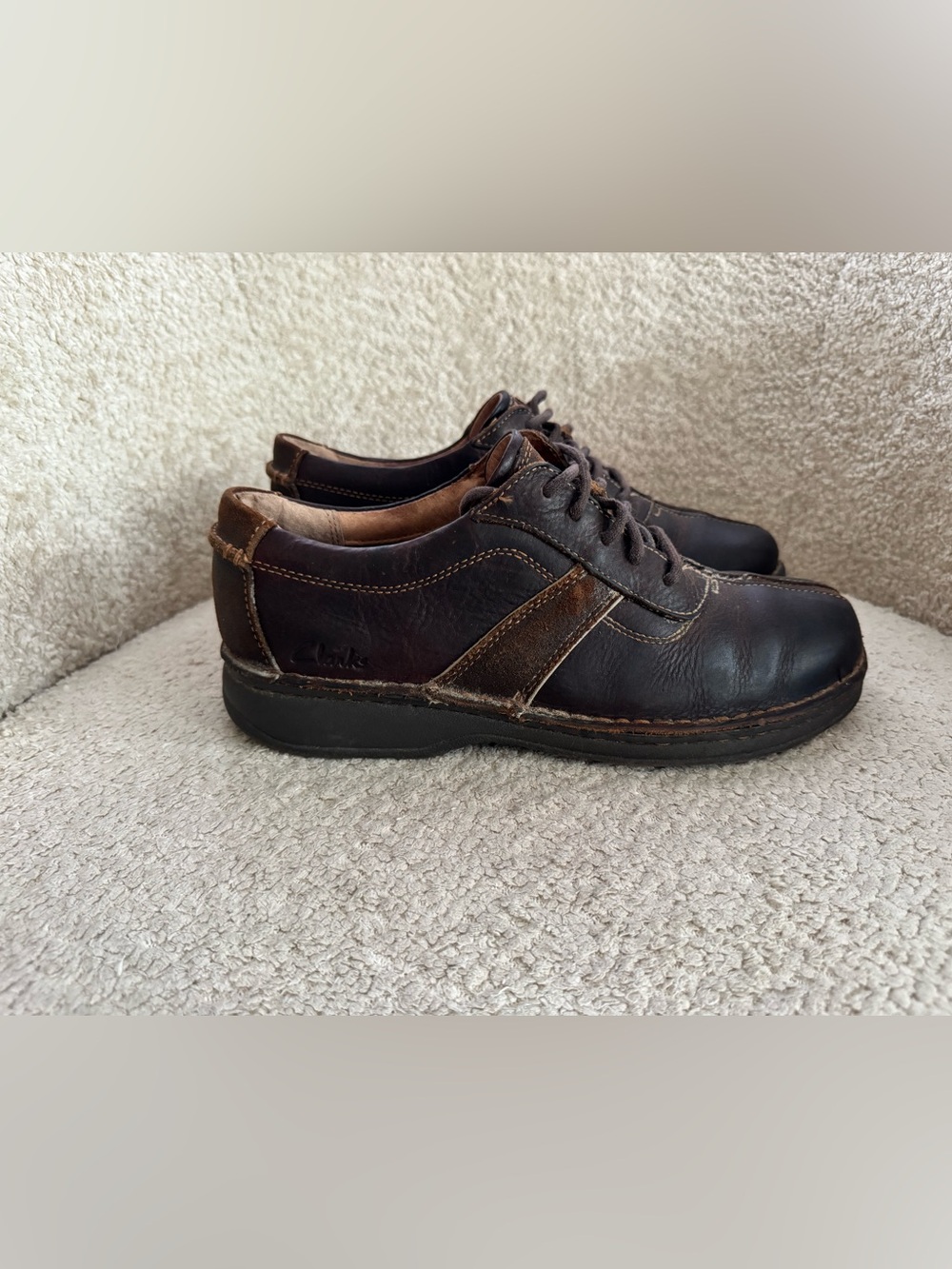 Clarks Men’s 8.5 M Brown Leather Split Toe Oxford Casual Walking Shoes